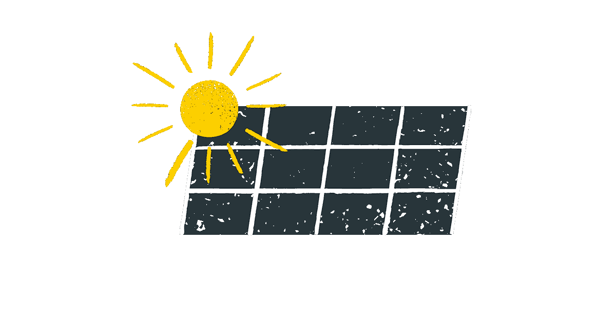 Grafik Solar-Panel mit animierter Sonne