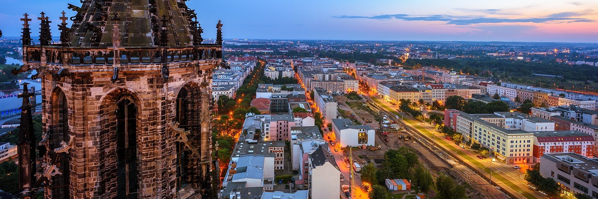 Überblick über die Stadt von der Spitze des Magdeburger Doms