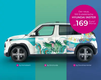 Grafik mit den drei Gestaltungsmöglichkeiten des Hyundai Inster