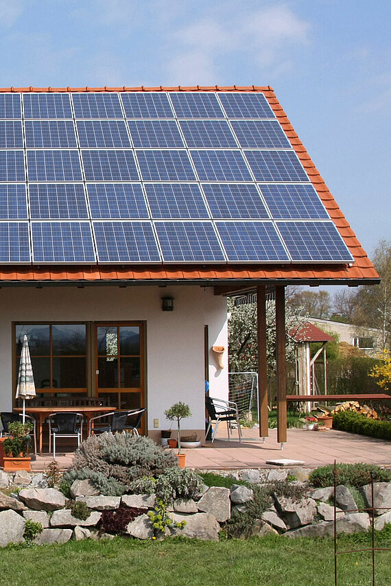 Photovoltaik-Anlage auf einem Einfamilienhaus