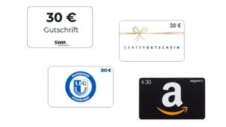 Darstellung der vier Gutscheine für "Kunden werben Kunden"