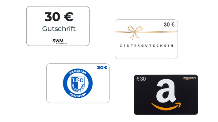 Darstellung der vier Gutscheine für "Kunden werben Kunden"