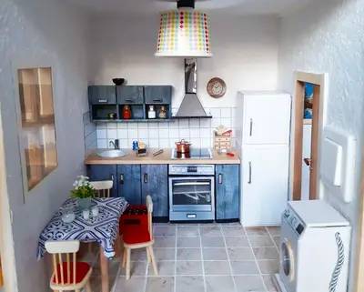 Einblick Miniaturhaus Küche mit Waschmaschine