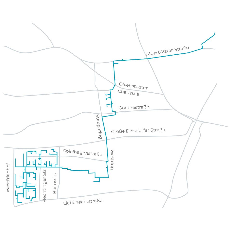 Karte zum Fernwämeausbau in Stadtfeld Karte zum Fernwämeausbau in Magdeburg Stadtfeld