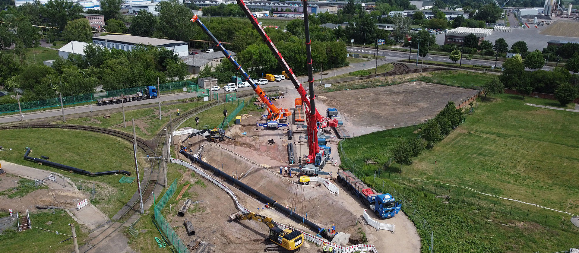 Ansicht Schwerlastkrane von oben