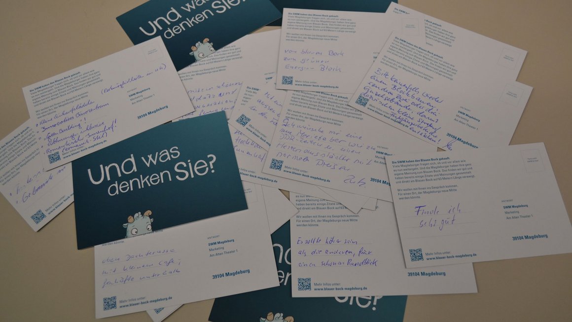 Postkarten mit Wünschen der Magdeburger zum neuen Blauen Bock