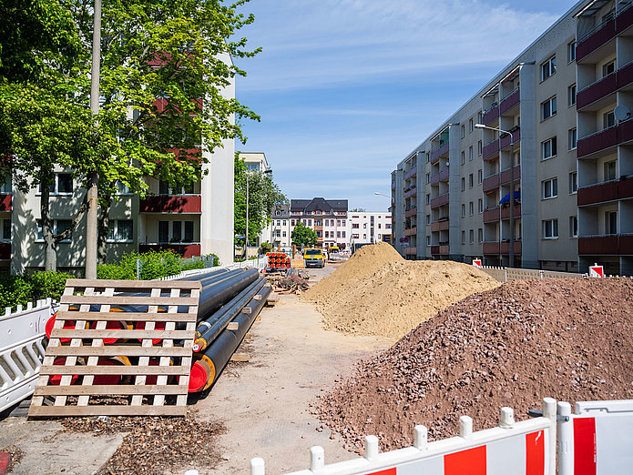 Fernwärmetrasse in der Wilhelms-Klees-Straße in Stadtfeld