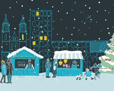 Illustration des SWM Weihnachsmarktes