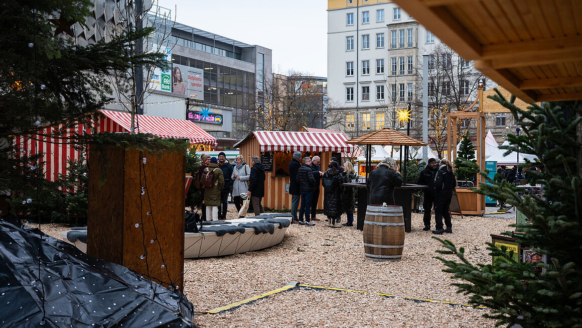 Blick auf den SWM Weihnachtsmarkt