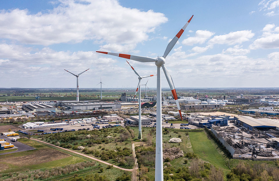 SWM Naturstrom, z.B. von Windrädern aus Magdeburg-Rothensee Windräder in Magdeburg Rothensee