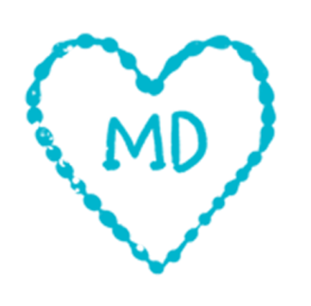 Illustration von einem Herz mit "MD" im Inneren