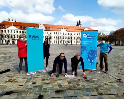 Run4Water Sponsoringfoto SWM Magdeburg und Ingenieure ohne Grenzen