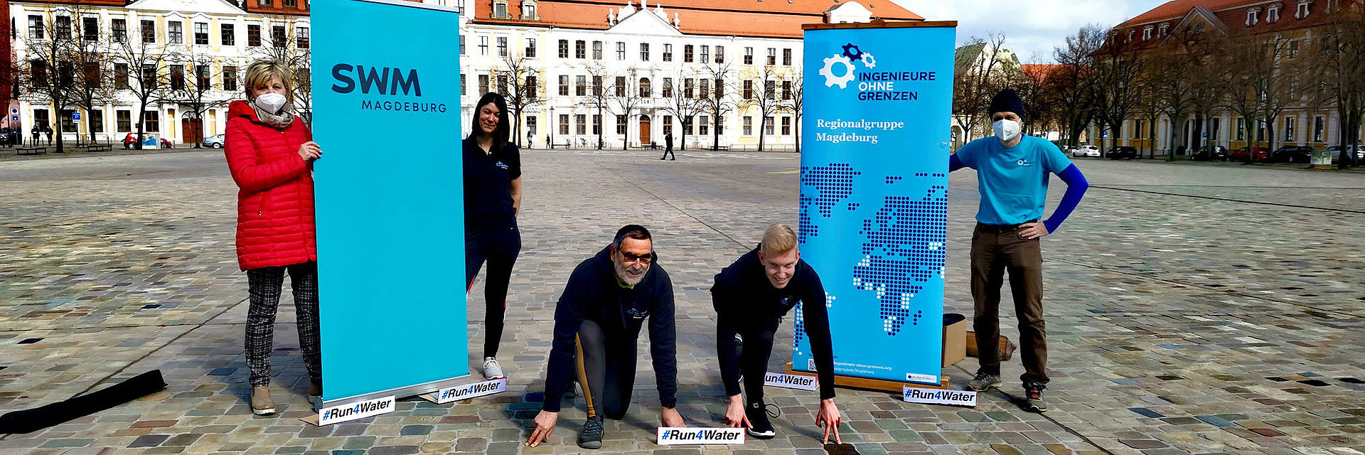 Run4Water Sponsoringfoto SWM Magdeburg und Ingenieure ohne Grenzen