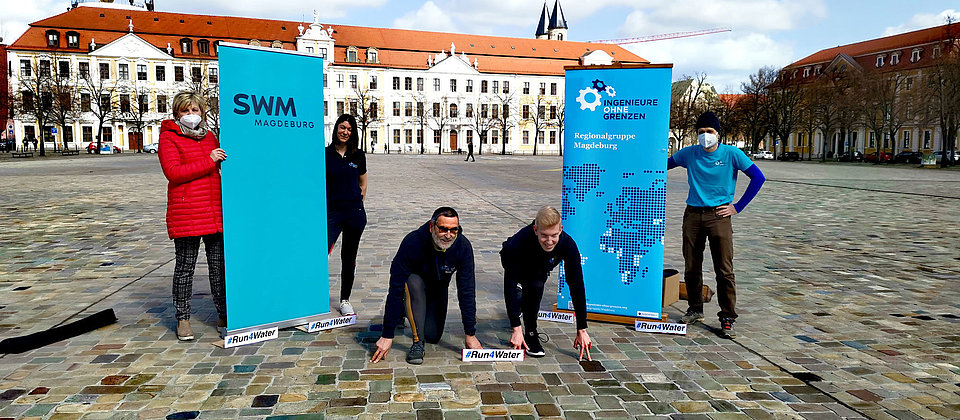 Run4Water Sponsoringfoto SWM Magdeburg und Ingenieure ohne Grenzen