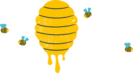 Grafik Bienenkorb mit Bienen