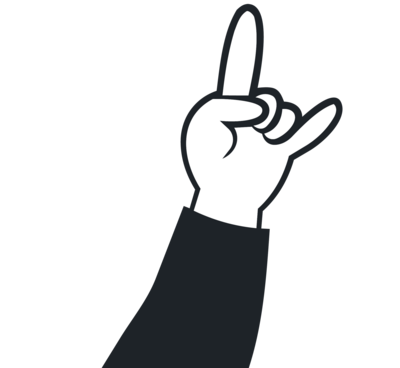 schwarz/weiße Grafik einer Hand mit "RollnRoll" Pose